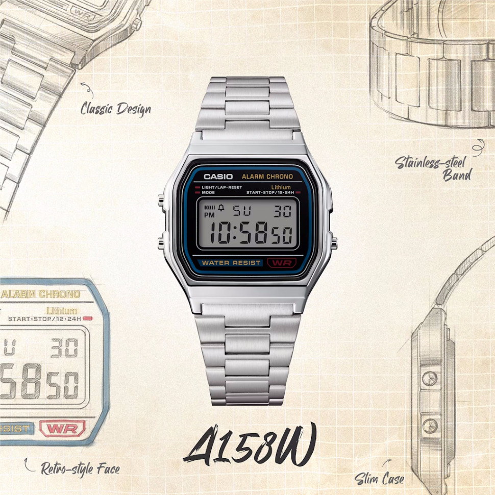 Годинник унісекс Casio A158WA-1D